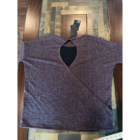 PAIGE Celeste Open Back Lurex Striped Metallic Weave Long Sleeve Shirt Large - Picture 8 of 12